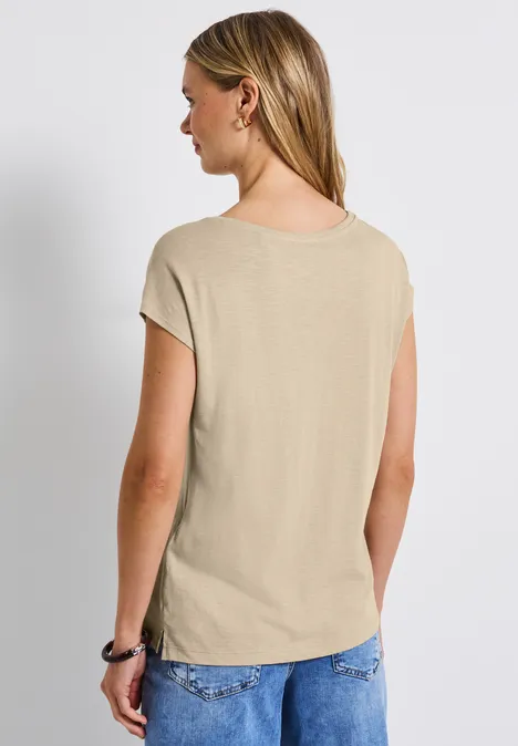 T-shirt avec bande décorative coastal beige