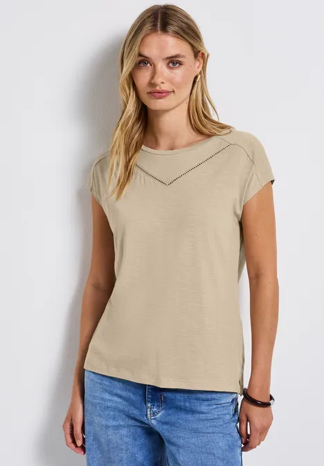 T-shirt avec bande décorative coastal beige