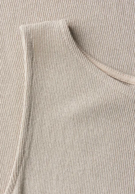Glitzerndes Rippstruktur-Top coastal beige