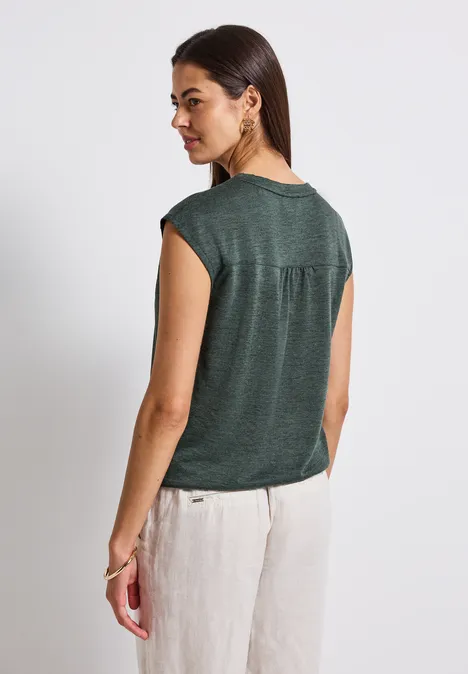 Leinen-Look Shirt mid green