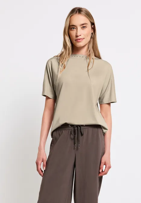 T-Shirt mit Nieten coastal beige