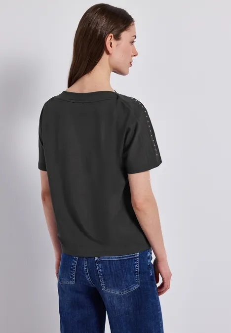 T-Shirt mit Nieten granite grey