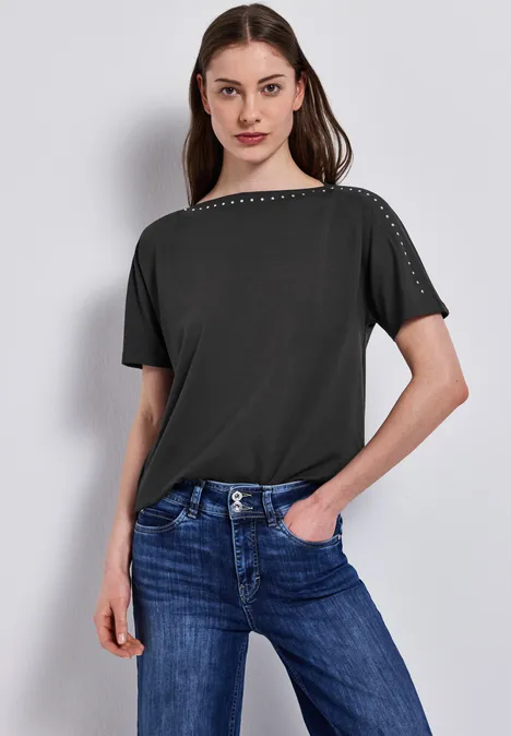 T-Shirt mit Nieten granite grey