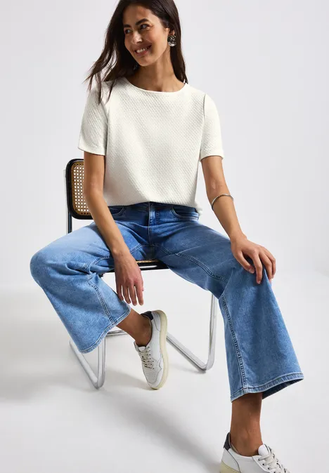 Weiches Strukturshirt off white