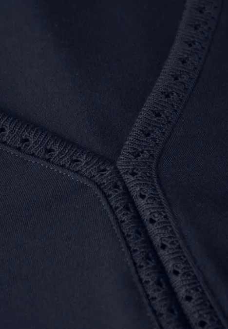 Jersey-Top mit Häkeldetails deep blue