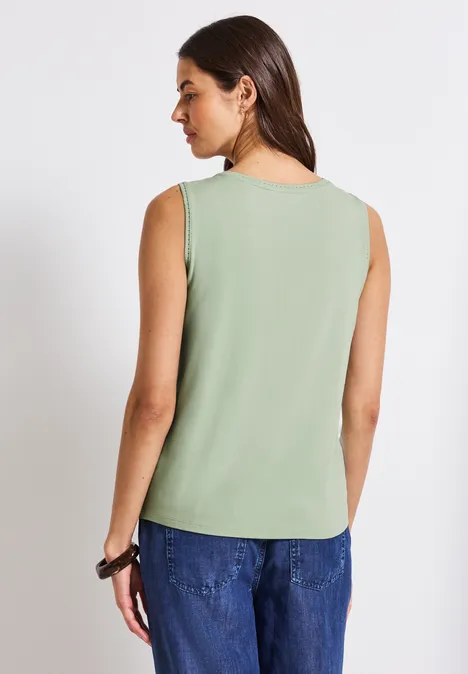 Débardeur en jersey avec détails au crochet soft jade green