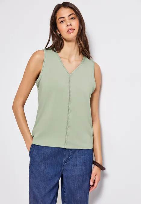 Débardeur en jersey avec détails au crochet soft jade green