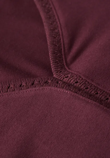 Jersey-Top mit Häkeldetails dark cherry red