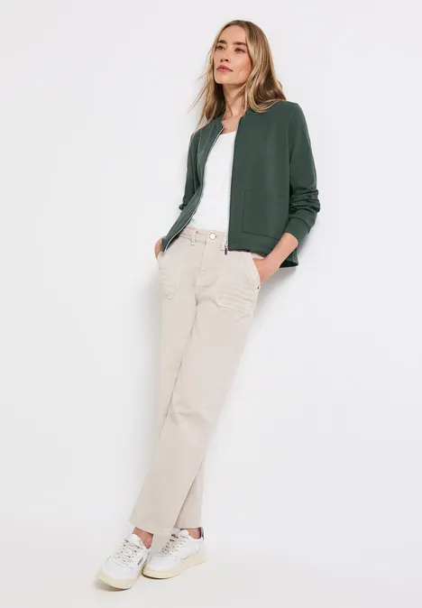 Kurze Jacke mit Taschen mid green