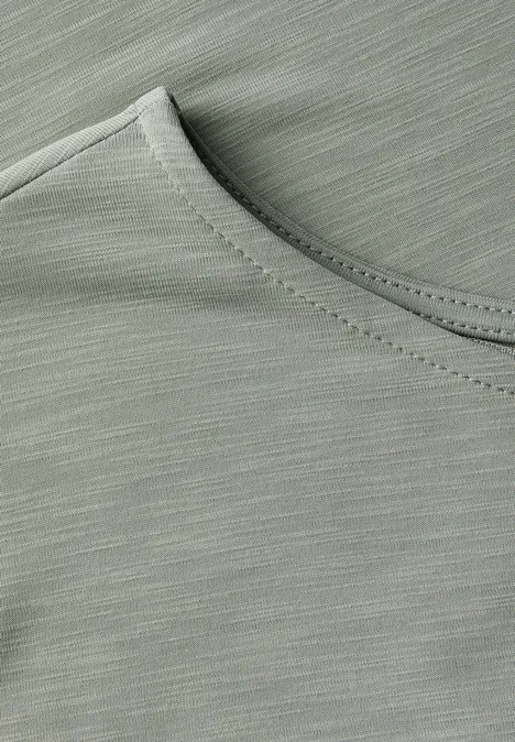 Silk-Look Shirt mit Wording dusty milky green