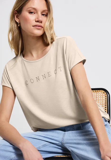 T-shirt en soie avec des mots coastal beige