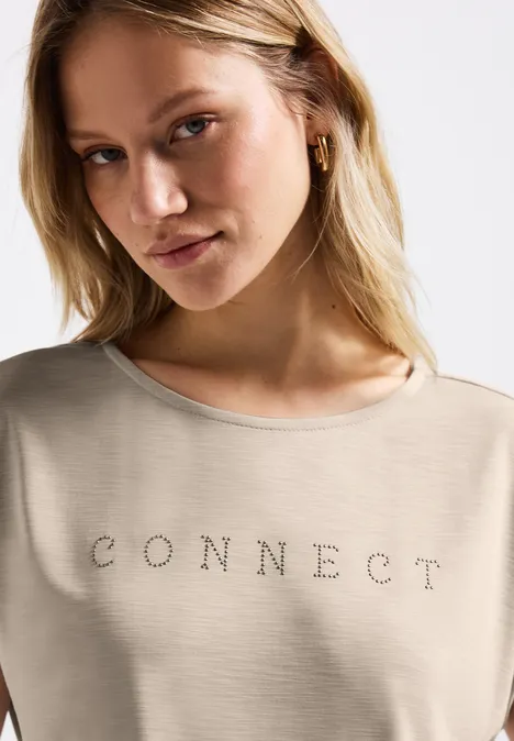 T-shirt en soie avec des mots coastal beige