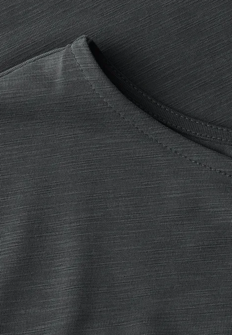 Silk-Look Shirt mit Wording granite grey