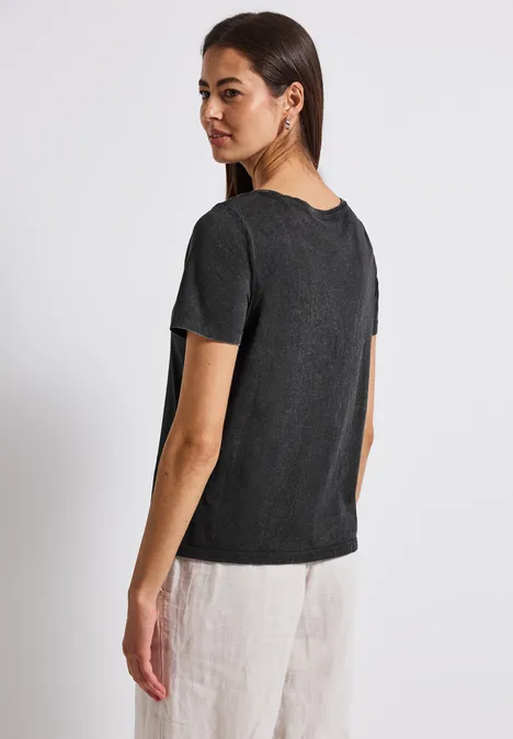 Shirt met gewassen look washed out grey