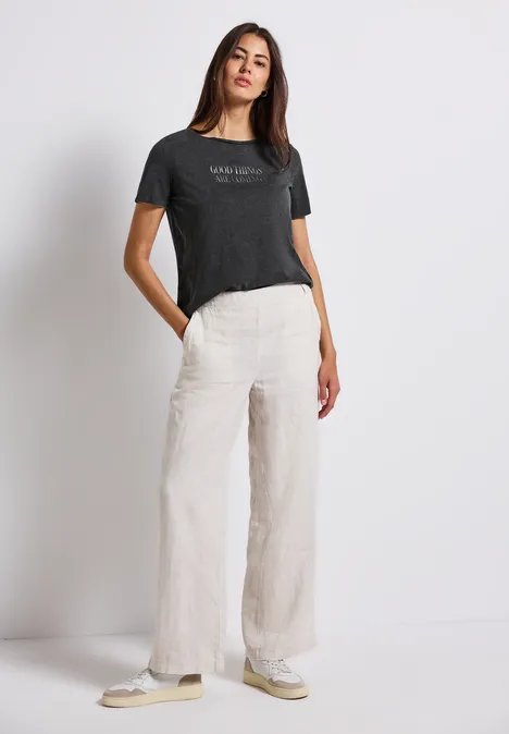 Shirt met gewassen look washed out grey