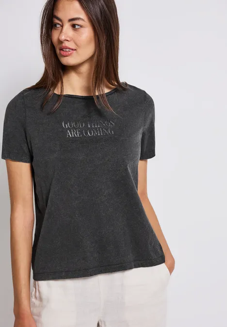 Shirt met gewassen look washed out grey
