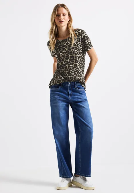 Shirt mit Leo-Muster Black