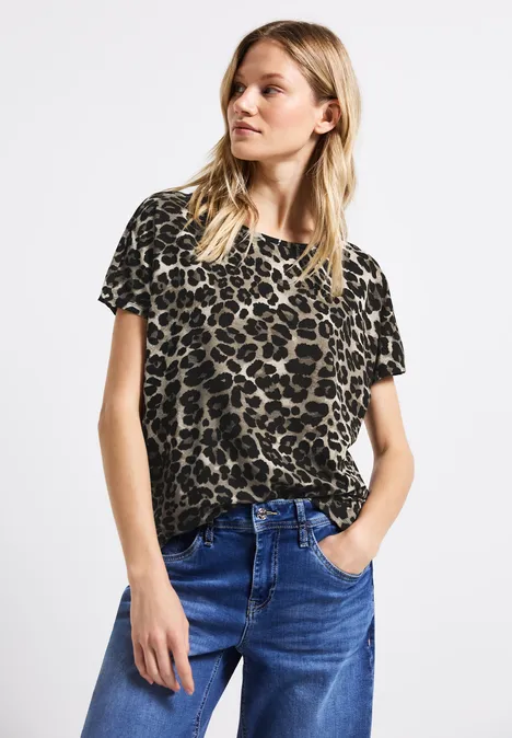 Shirt mit Leo-Muster Black