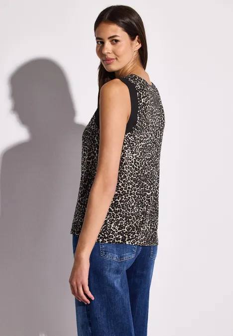 Leo-Top mit Chiffon-Details Black