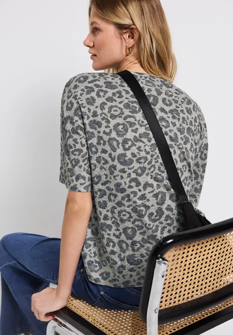 Ausbrenner-Shirt mit Muster coastal beige