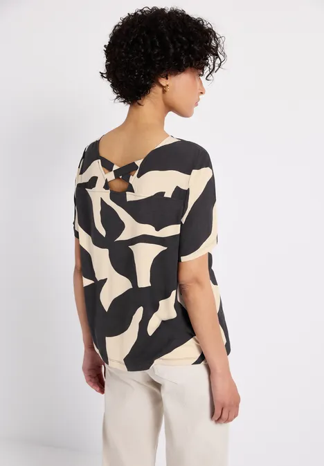 Print-Shirt mit Bänderdetail whale tail grey
