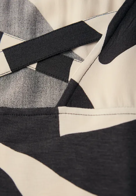 Print-Shirt mit Bänderdetail whale tail grey