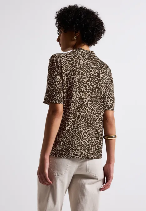 Leinen-Look Leo-Shirt Black