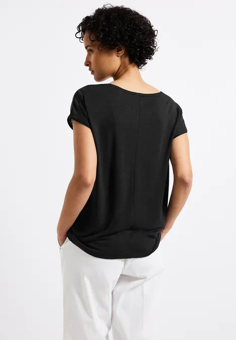 Leinen-Look T-Shirt Black