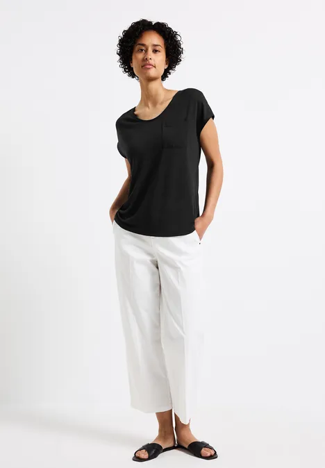 Leinen-Look T-Shirt Black