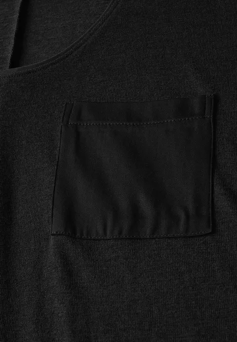 Leinen-Look T-Shirt Black