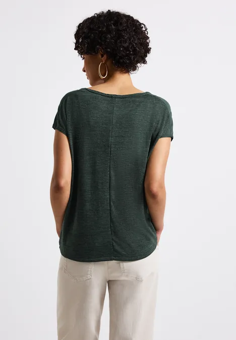 Leinen-Look T-Shirt mid green
