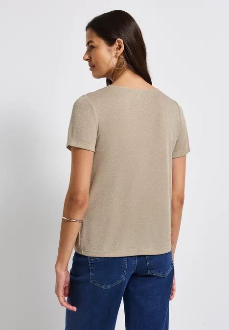 Glitzer-Shirt mit Tapedetail coastal beige