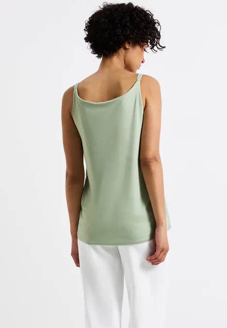 Materialmix V-Neck Top soft jade green
