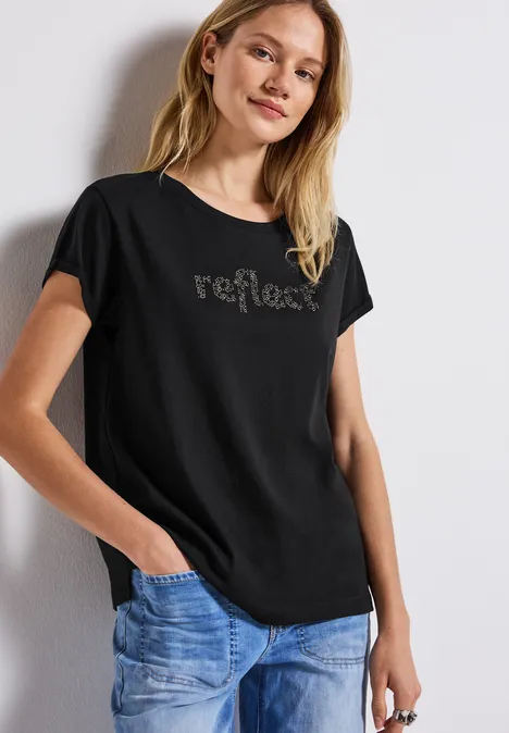 T-Shirt mit Wording Black