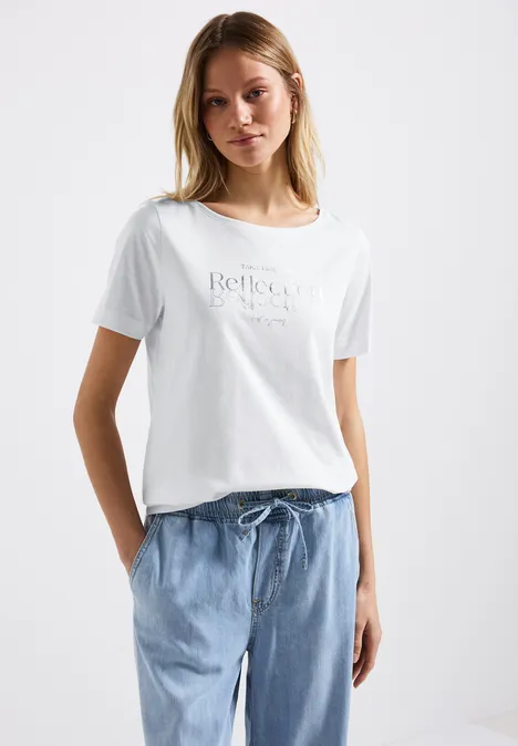 T-Shirt mit Folienwording White