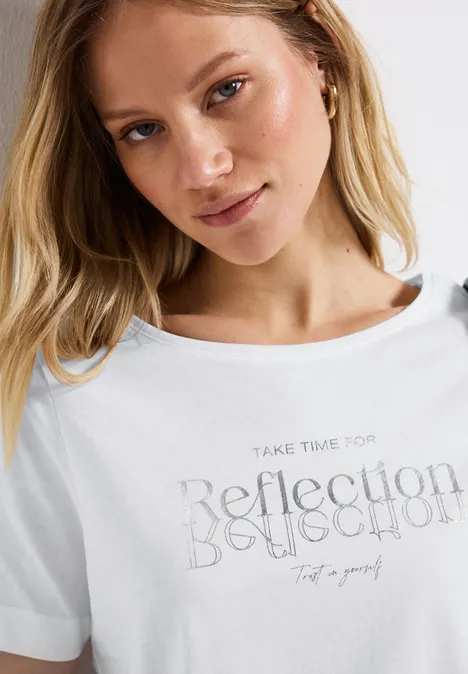 T-Shirt mit Folienwording White