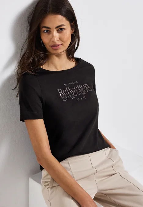 T-Shirt mit Folienwording Black