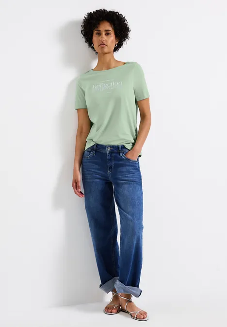 T-Shirt mit Folienwording soft jade green
