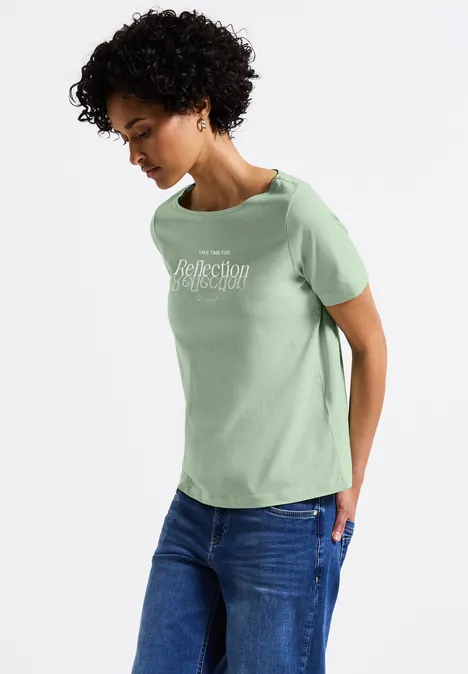 T-Shirt mit Folienwording soft jade green