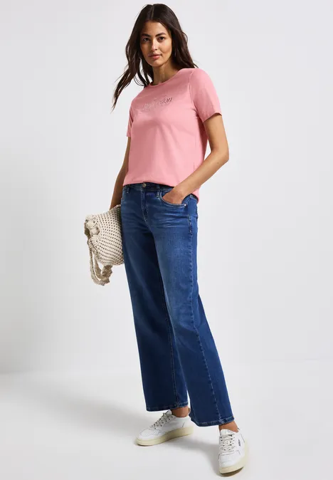 T-Shirt mit Folienwording blush peach