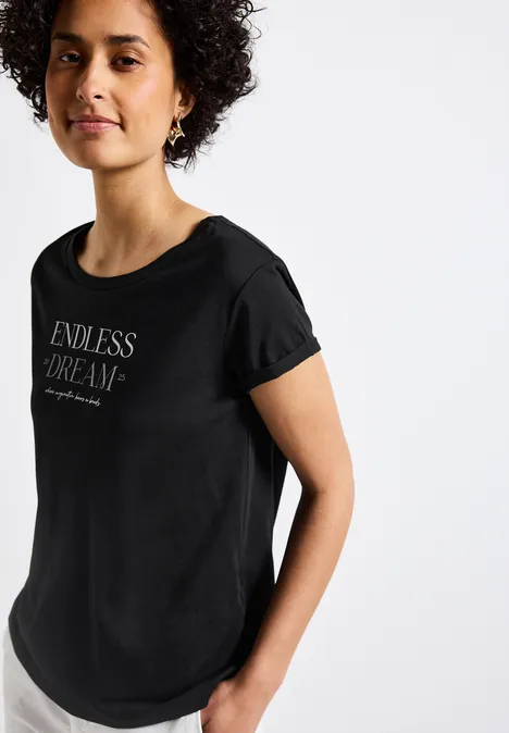 T-Shirt mit Wording Black