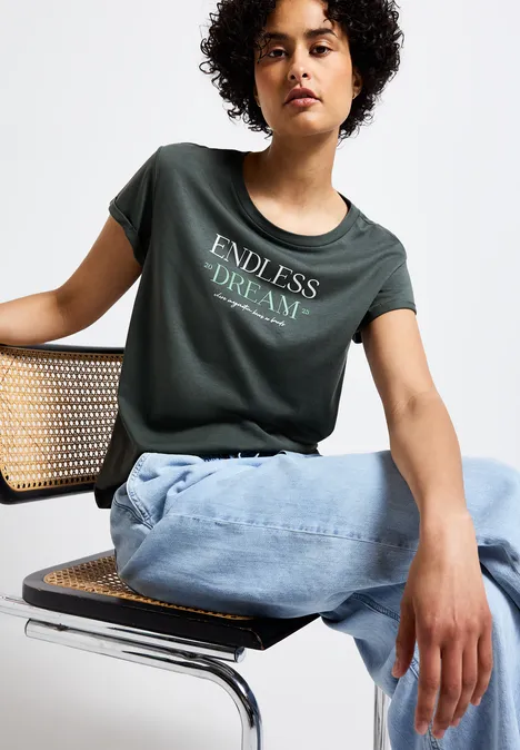 T-Shirt mit Wording marshy green
