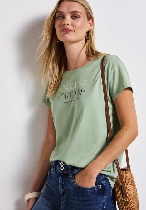 T-Shirt mit Wording soft jade green