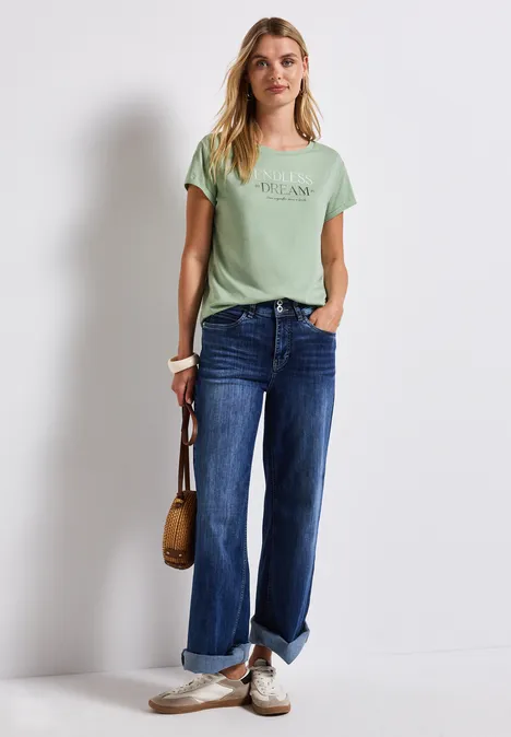 T-Shirt mit Wording soft jade green