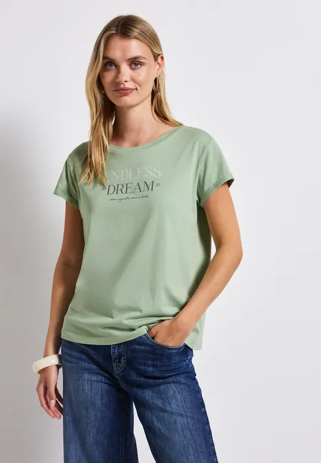 T-Shirt mit Wording soft jade green