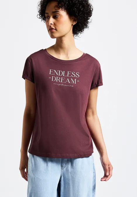 T-Shirt mit Wording dark cherry red