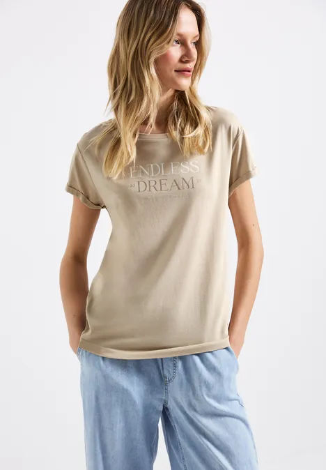 T-Shirt mit Wording coastal beige