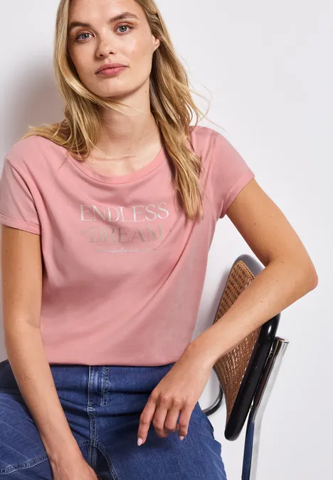 T-Shirt mit Wording blush peach