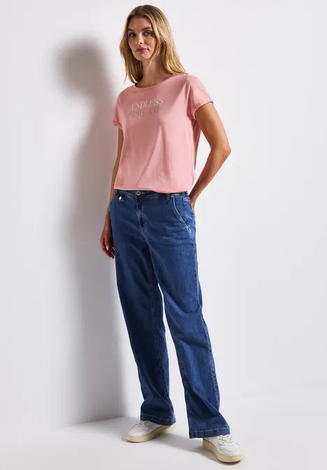 T-Shirt mit Wording blush peach