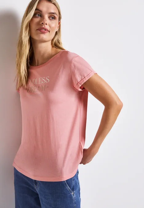T-Shirt mit Wording blush peach